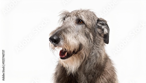 アイリッシュ・ウルフハウンドのポートレート（Irish Wolfhound portrait on white background） 