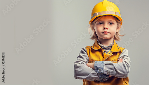 a kid in engineer uniform