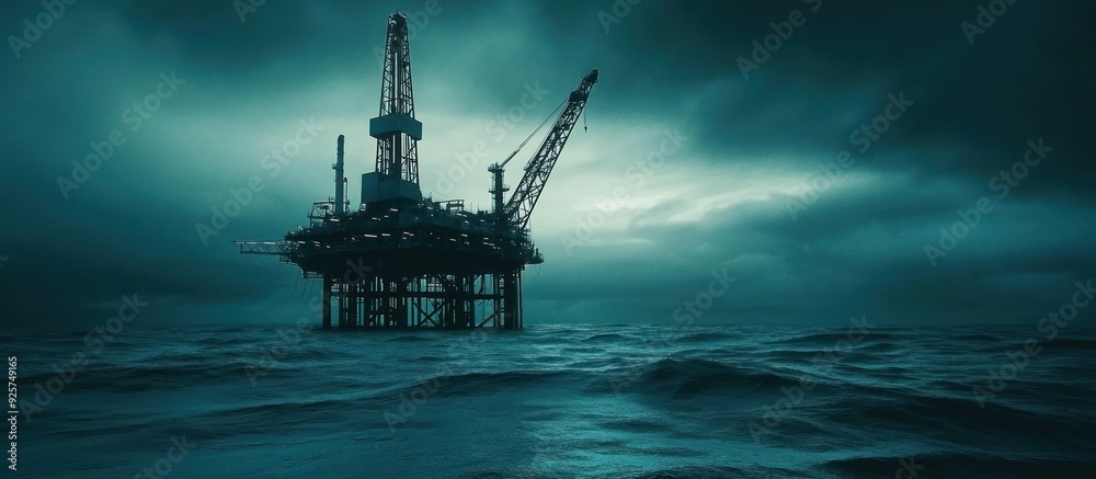 Oil Rig in Stormy Sea Oil Rig in Stormy Sea