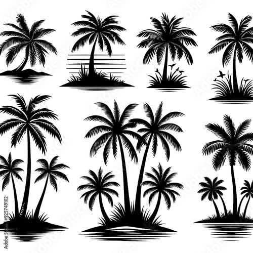 set of palm trees