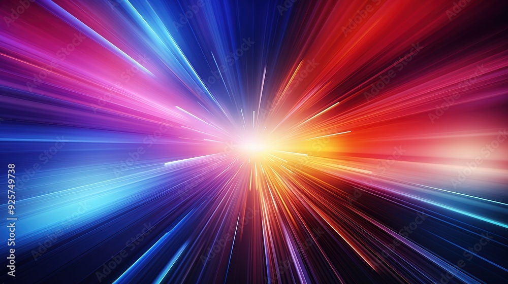 Abstract background with colorful radial lines converging to a bright center. Abstract background with colorful radial lines converging to a bright center.