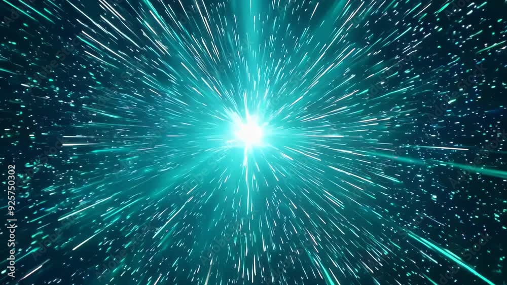 Teal energy burst expands in cosmic void. Intricate light patterns radiate outward. Particle effects create depth and dimension, simulating a celestial explosion. Teal energy burst expands in cosmic void. Intricate light patterns radiate outward. Particle effects create depth and dimension, simulating a celestial explosion.