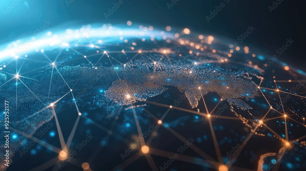 A global business network represented by interconnected points on a digital globe.