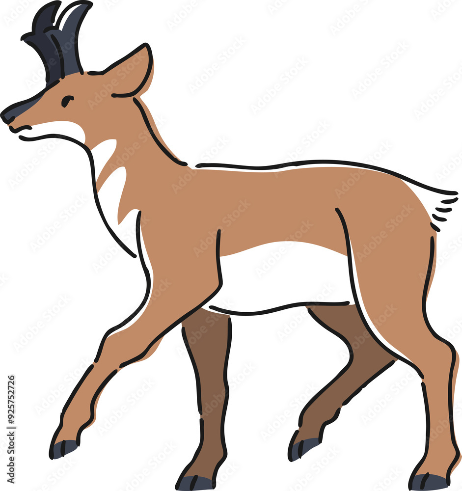 Fototapeta premium 手描きのプロングホーンのイラスト