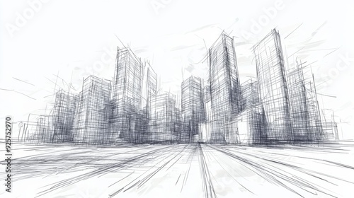 real estate sketch of a city, 