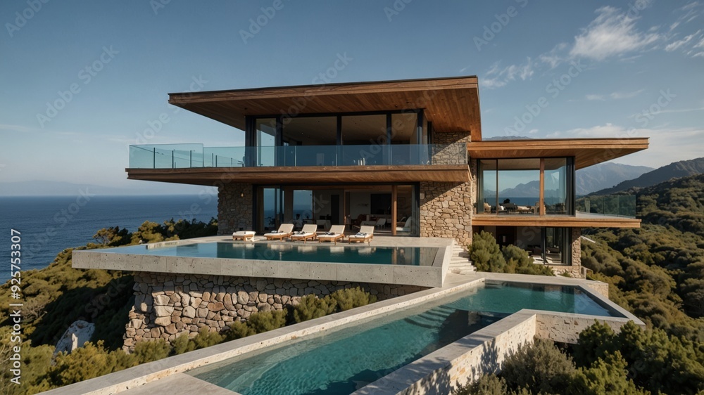 contemporary mountain villa with a flat roof contemporary mountain villa with a flat roof
