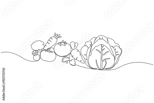 Hand-drawn Vegetable line art drawing. World Food Day concept background.
