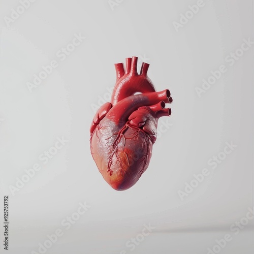 3D illustration of a human heart isolated on a plain background.