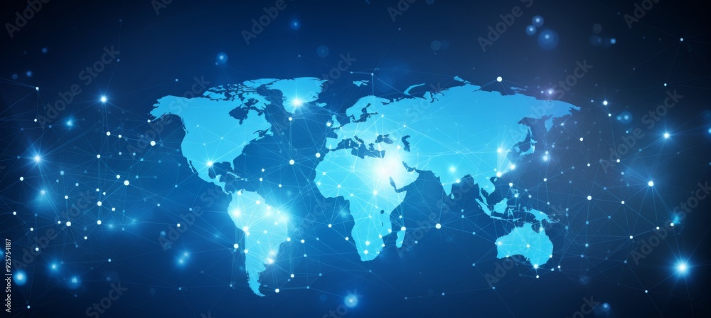 Abstract blue background with a glowing digital network and global connection concept. Modern technology banner design for the internet, social media marketing, Abstract blue background with a glowing digital network and global connection concept. Modern technology banner design for the internet, social media marketing,