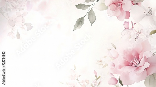 Wallpaper Mural Delicate Watercolor Floral Border: A soft and romantic border of pink watercolor roses and leaves, perfect for adding a touch of elegance and femininity to your designs.   Torontodigital.ca