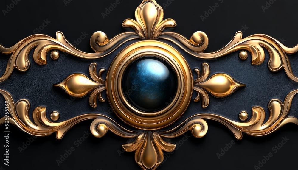 Ornate Gold Frame with Blue Gemstone Ornate Gold Frame with Blue Gemstone