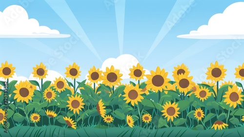 Sunflower summer sky landscape background