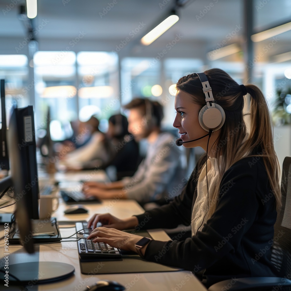 Customer Service Representative Working in a Call Center
