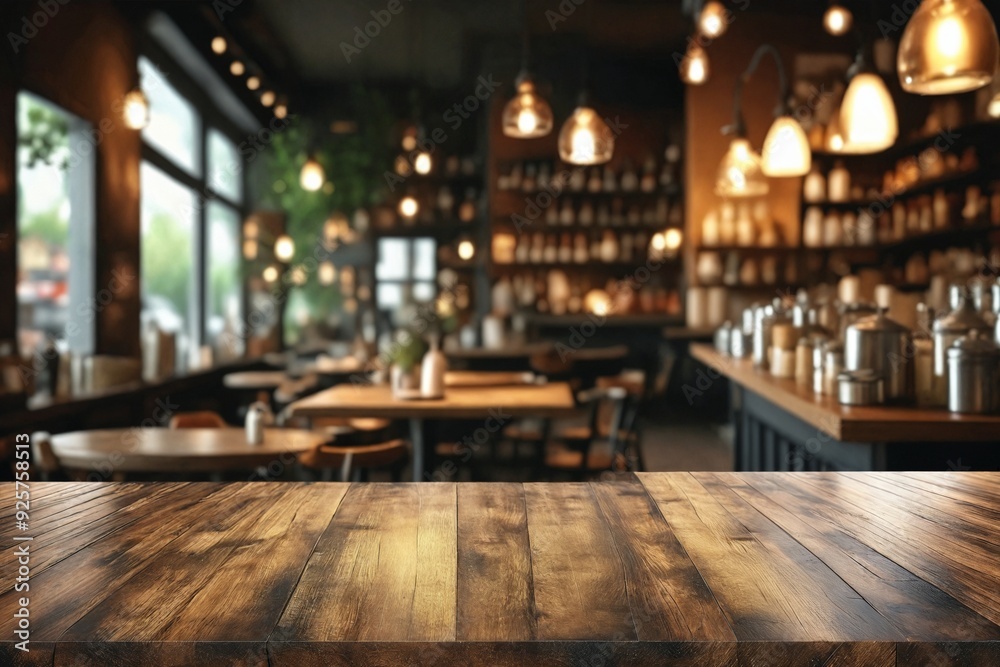 custom made wallpaper toronto digitalEmpty Wooden Table in Front of Cafe Interior