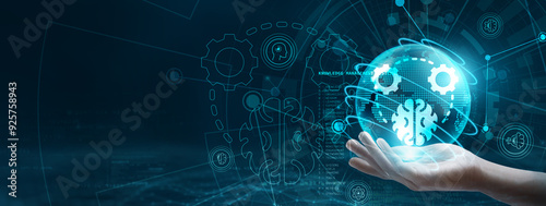 Hand holding a globe with network connecting data. Symbolic of digital technology, knowledge management systems facilitate the organization, sharing, and analysis of information.