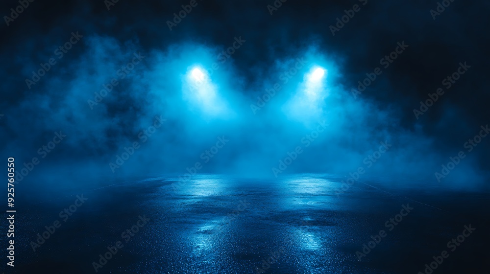 Fototapeta premium Blue Smoke Illuminated by Two Lights