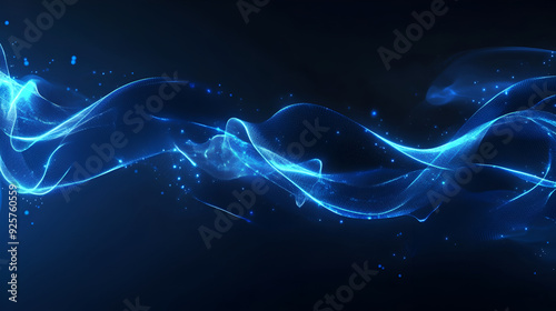 A blue wave with a lot of stars in it. The stars are scattered throughout the wave, creating a sense of movement and energy. Scene is one of excitement,
