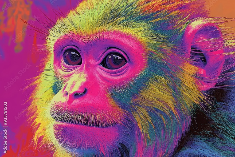 Playful Pop Art Monkey: Vibrant and Quirky Digital Illustration with Retro Flair Playful Pop Art Monkey: Vibrant and Quirky Digital Illustration with Retro Flair