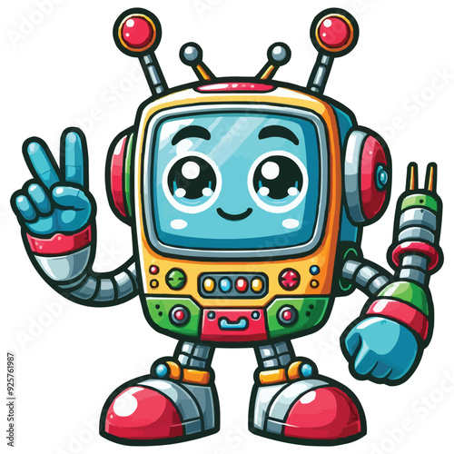 mascot style Little funny robot machine character