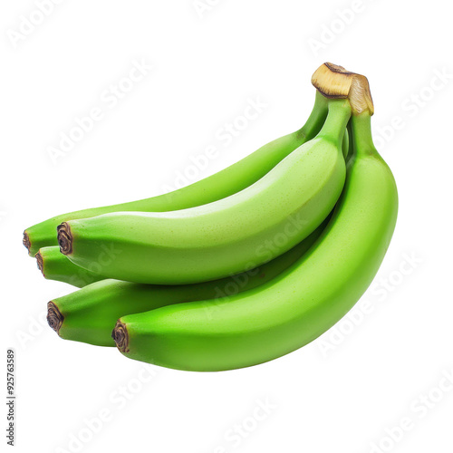 Fresh Green Bananas Isolated on White Background.