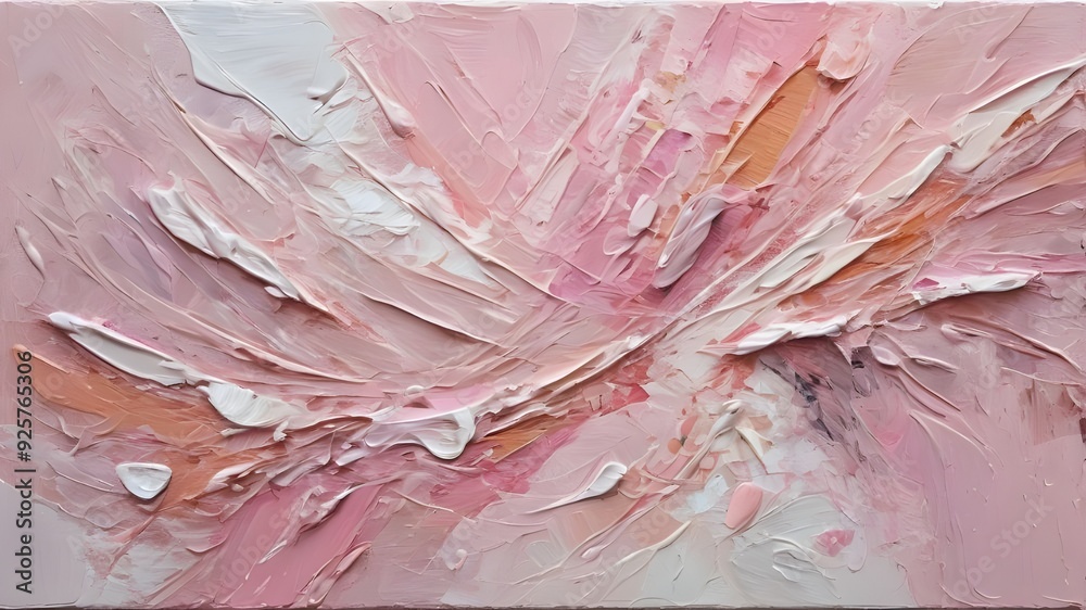 Abstract Oil Painting With Rough Texture in Pastel Pink Using a Palette Knife Abstract Oil Painting With Rough Texture in Pastel Pink Using a Palette Knife