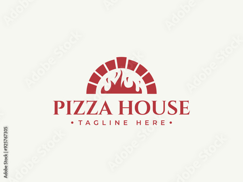pizza logo vector illustration. pizza oven logo template