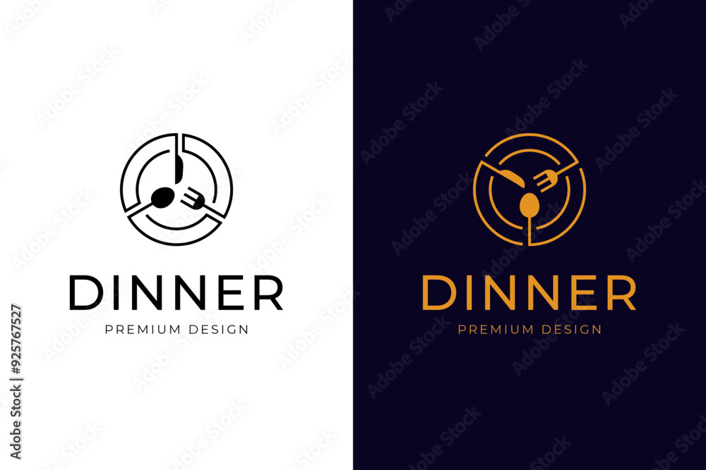 dish food logo icon design with spoon, fork, knife, and plate concept symbol for menu catering, restaurant and cafes logo design dish food logo icon design with spoon, fork, knife, and plate concept symbol for menu catering, restaurant and cafes logo design