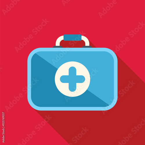 Blue first aid kit closed with a white cross on a red background