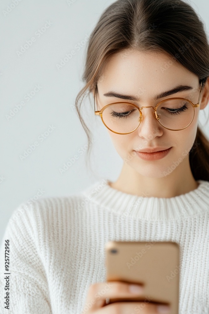 A tech-savvy woman in smart-casual clothes, developing a mobile app in a tech incubator A tech-savvy woman in smart-casual clothes, developing a mobile app in a tech incubator