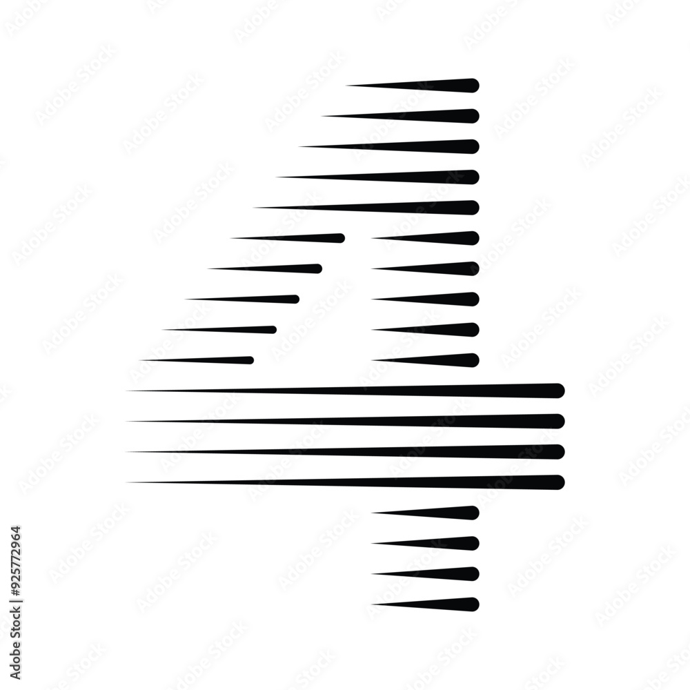 Number 4 with Abstract Line Pattern Number 4 with Abstract Line Pattern