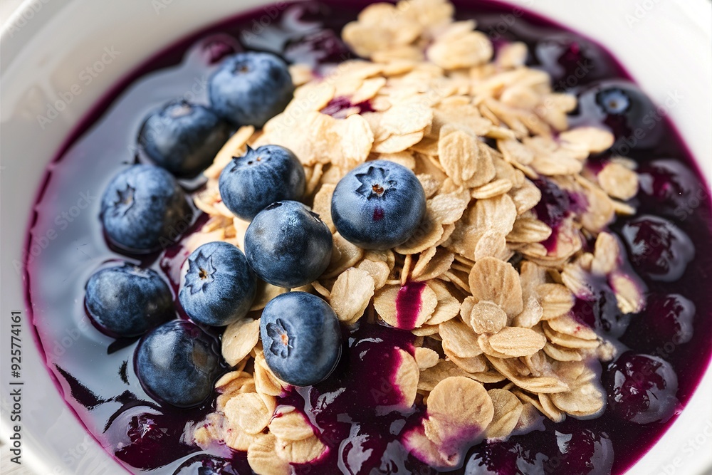 oat flakes with blueberry in the bowl oat flakes with blueberry in the bowl