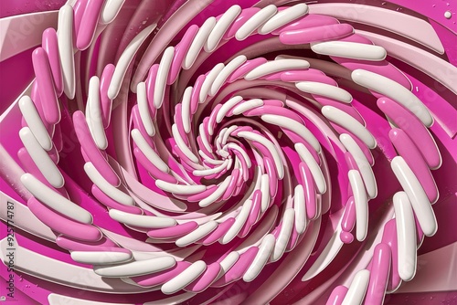 Spiral Sprinkle background Abstract Sprinkles swirl made with Pink and White Sprinkles 3d Illustration