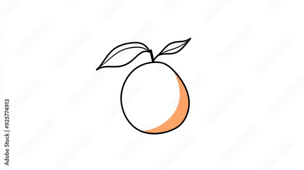 Outline of a mango, hand-drawn line art style, minimalist and clean, on a white background to accentuate its natural form Outline of a mango, hand-drawn line art style, minimalist and clean, on a white background to accentuate its natural form