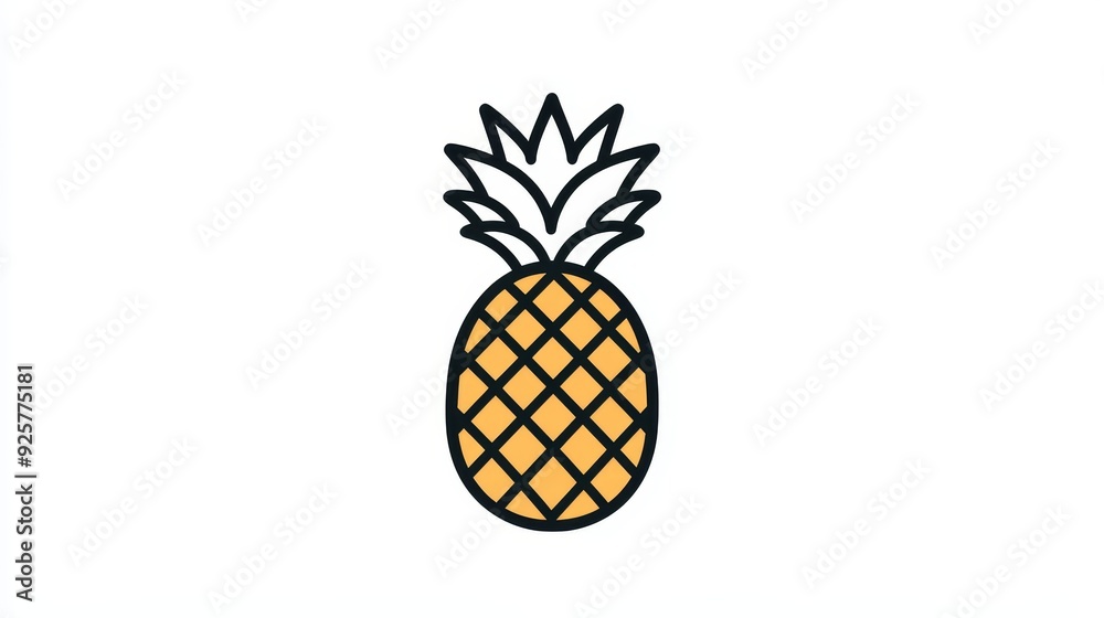 Minimalist outline of a pineapple, emphasizing clean and uncluttered lines, white background for a fresh, modern look Minimalist outline of a pineapple, emphasizing clean and uncluttered lines, white background for a fresh, modern look