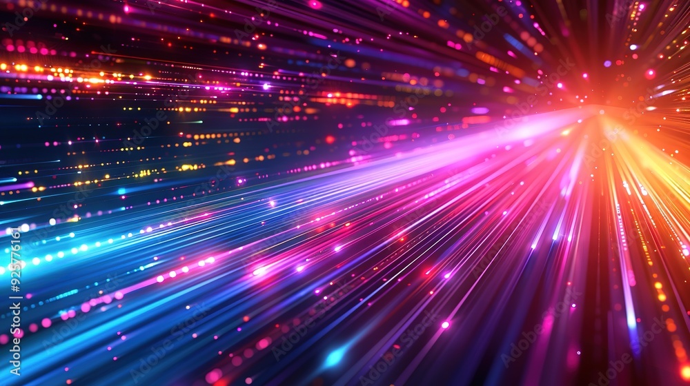 Fototapeta premium Abstract background with glowing lines and bokeh.