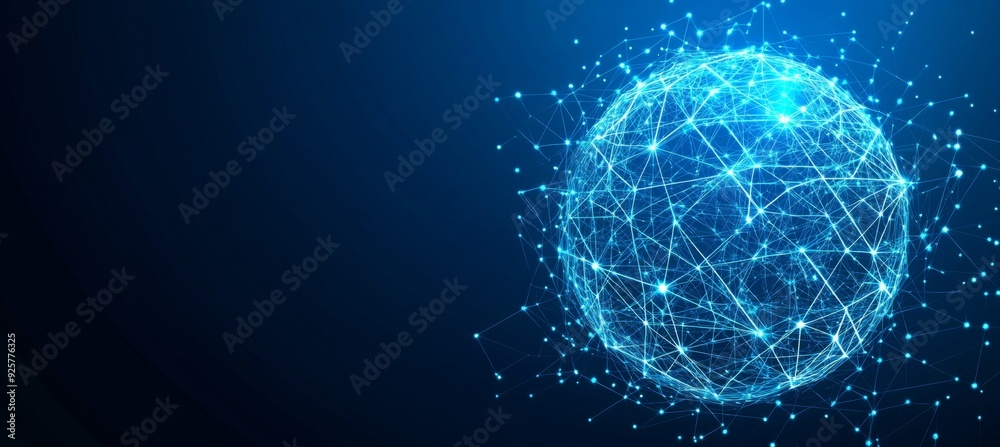 Obraz premium Abstract digital background with glowing network connections and a global map, symbolizing technology, connectivity, data transfer, and cyber security in a futuristic style