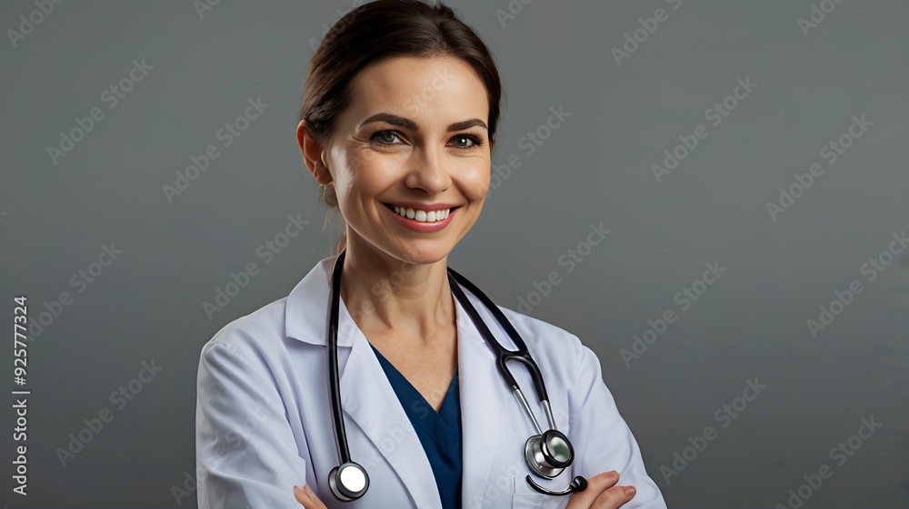 Smiling female doctor with stethoscope Smiling female doctor with stethoscope