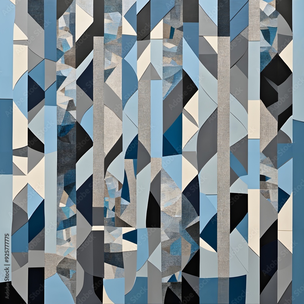 Geometric Symphony in Blue and Gray Geometric Symphony in Blue and Gray