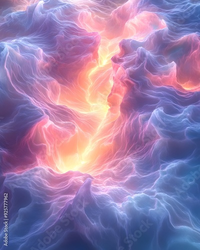 Abstract 3D Render of Purple and Orange Glowing Waves