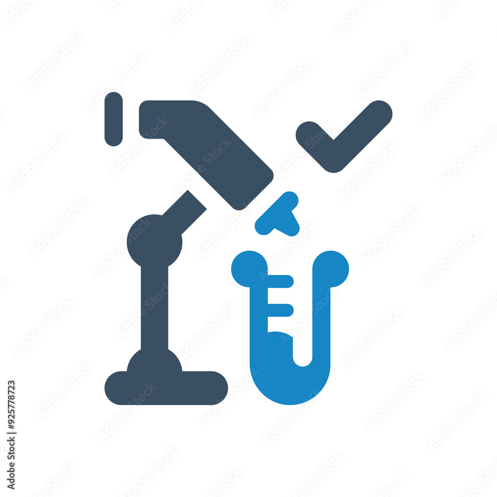 Microscope solid icon. Scientific microscope glyph style Microscope solid icon. Scientific microscope glyph style