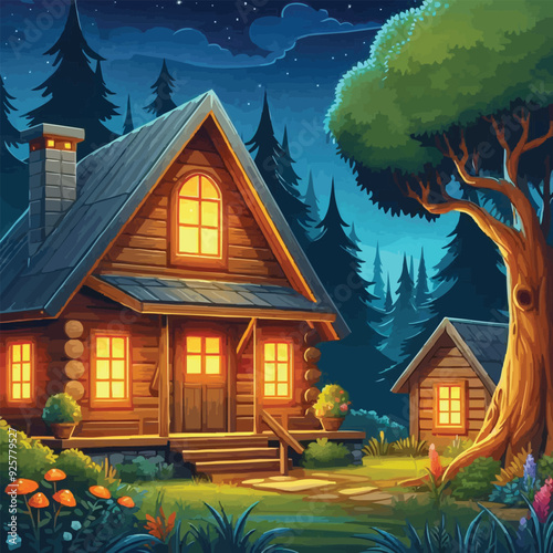 house at night