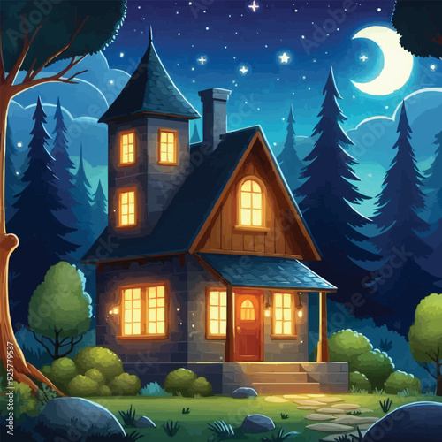 house at night