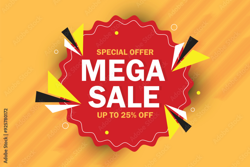 Fototapeta premium Mega Sale banner for advertising discounts. Vector template for design special offer banner