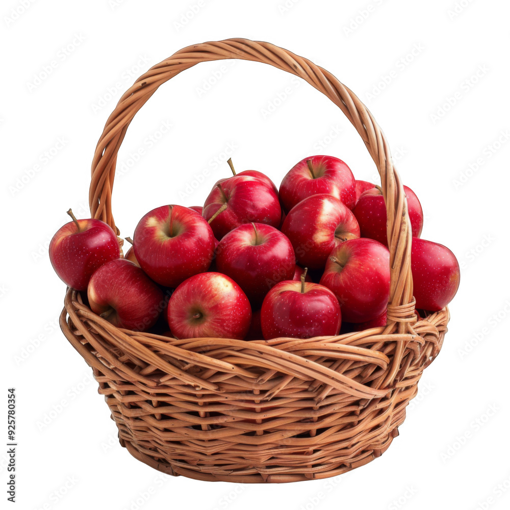 A Wicker Basket Overflowing with Red Apples A Wicker Basket Overflowing with Red Apples