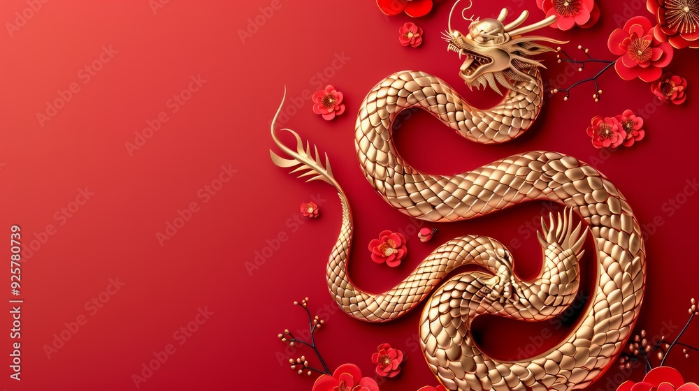 Happy Chinese New Year 2025. Chinese snake gold zodiac sign on red background for card design. China lunar calendar animal. Translation : happy new year 2025, year of the snake. Vector EPS10 Happy Chinese New Year 2025. Chinese snake gold zodiac sign on red background for card design. China lunar calendar animal. Translation : happy new year 2025, year of the snake. Vector EPS10