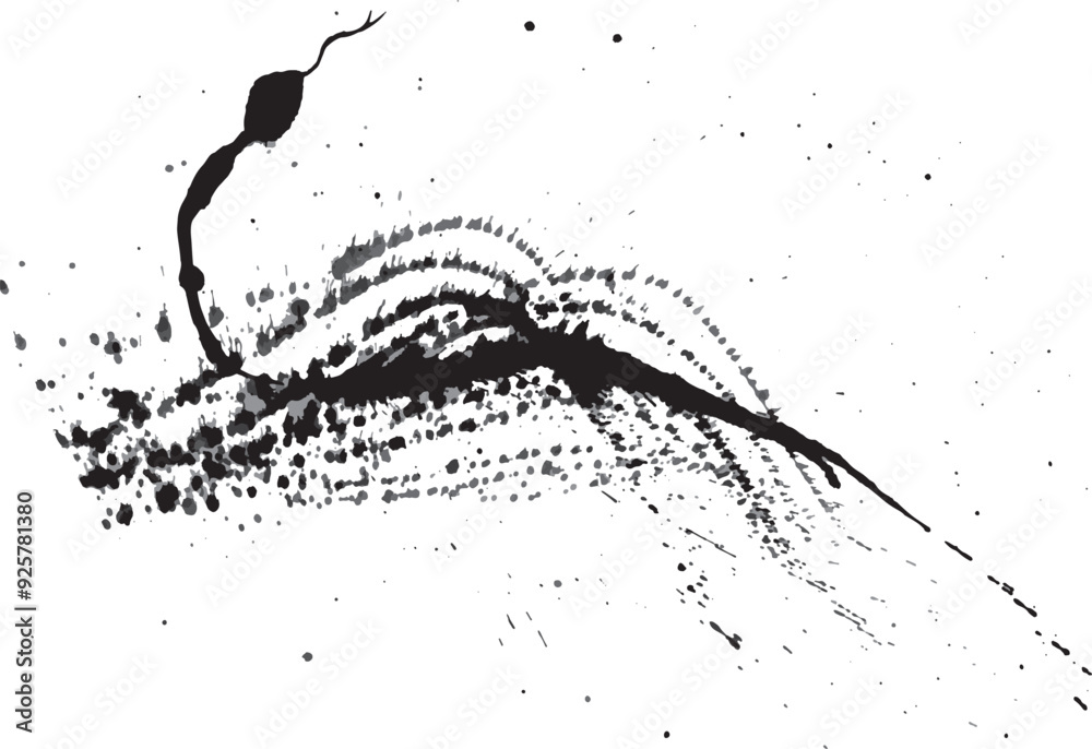 Fototapeta premium へびとスプラッシュ 手書きの毛筆イラスト