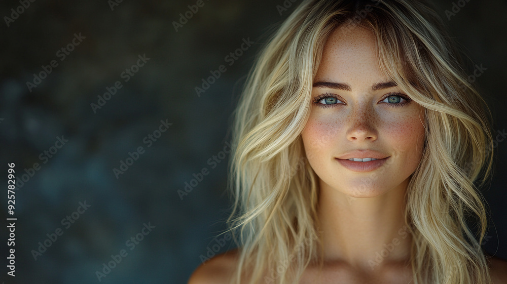 Young girl, blonde, brunette. Product advertising. Young girl, blonde, brunette. Product advertising.