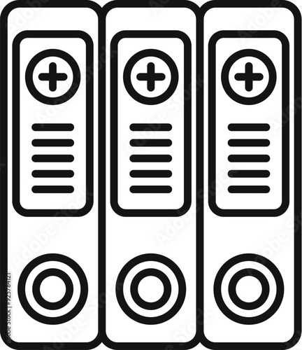 Line art icon of medical history folders, symbolizing organized patient data and healthcare documentation