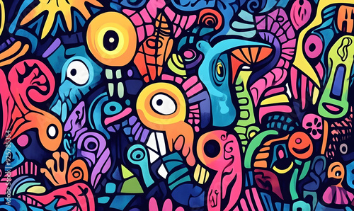 hand drawn abstract doodle style