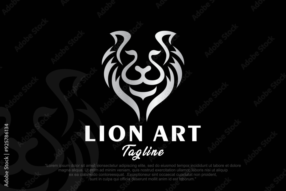 lion vector logo design isolated on black background . vector illustration lion vector logo design isolated on black background . vector illustration